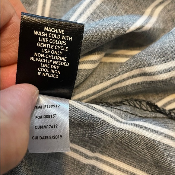 Torrid | Navy & White Stripe Georgette Midi Button Up Shirt Dress sz O - Picture 12 of 13